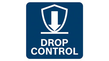 一個藍色的標誌，帶有向下的箭頭和文本「DROP CONTROL」。