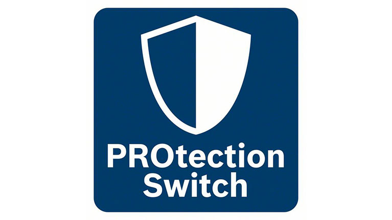 藍色標誌，帶有盾牌和文字「PROtection Switch」。