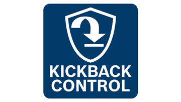 Kickback Control的藍色標誌，帶有盾牌和箭頭設計。