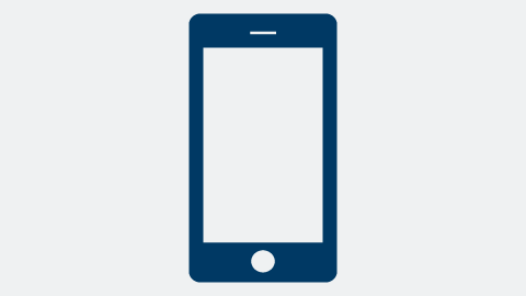 一部深藍色的智能手機在明亮的背景上，顯示一個空白螢幕。