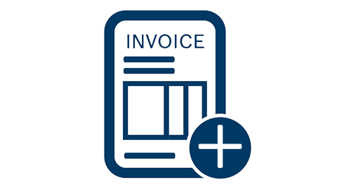 一個圖標顯示一張發票，上面寫著「INVOICE」，旁邊有一個加號。