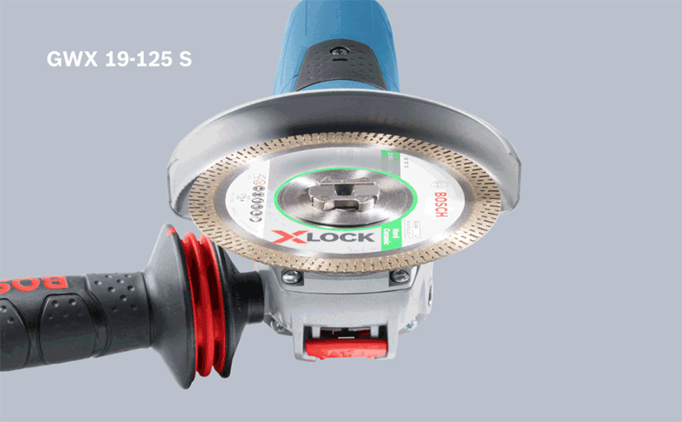 博世專業角磨機，配有X-LOCK磨盤。